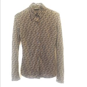 Fendi Zucca FF Monogram Logo Shirt Blouse Top